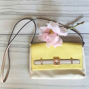 Kate Spade Eva Cream and Yellow Leather Shoulder Bag